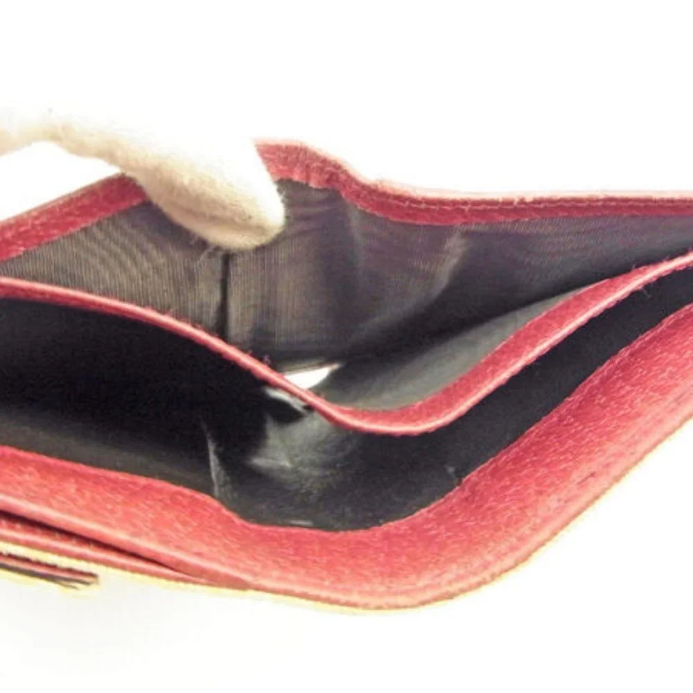 Gucci Wallet Purse Folding wallet GG Beige Red Woman unisex Authentic Used - Picture 3 of 6